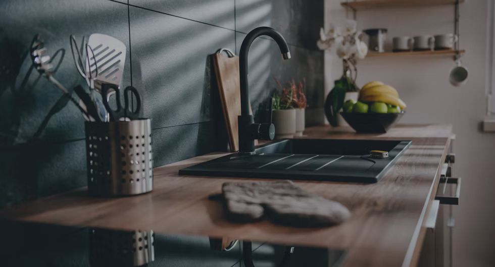 close up of a modern kitchen counter